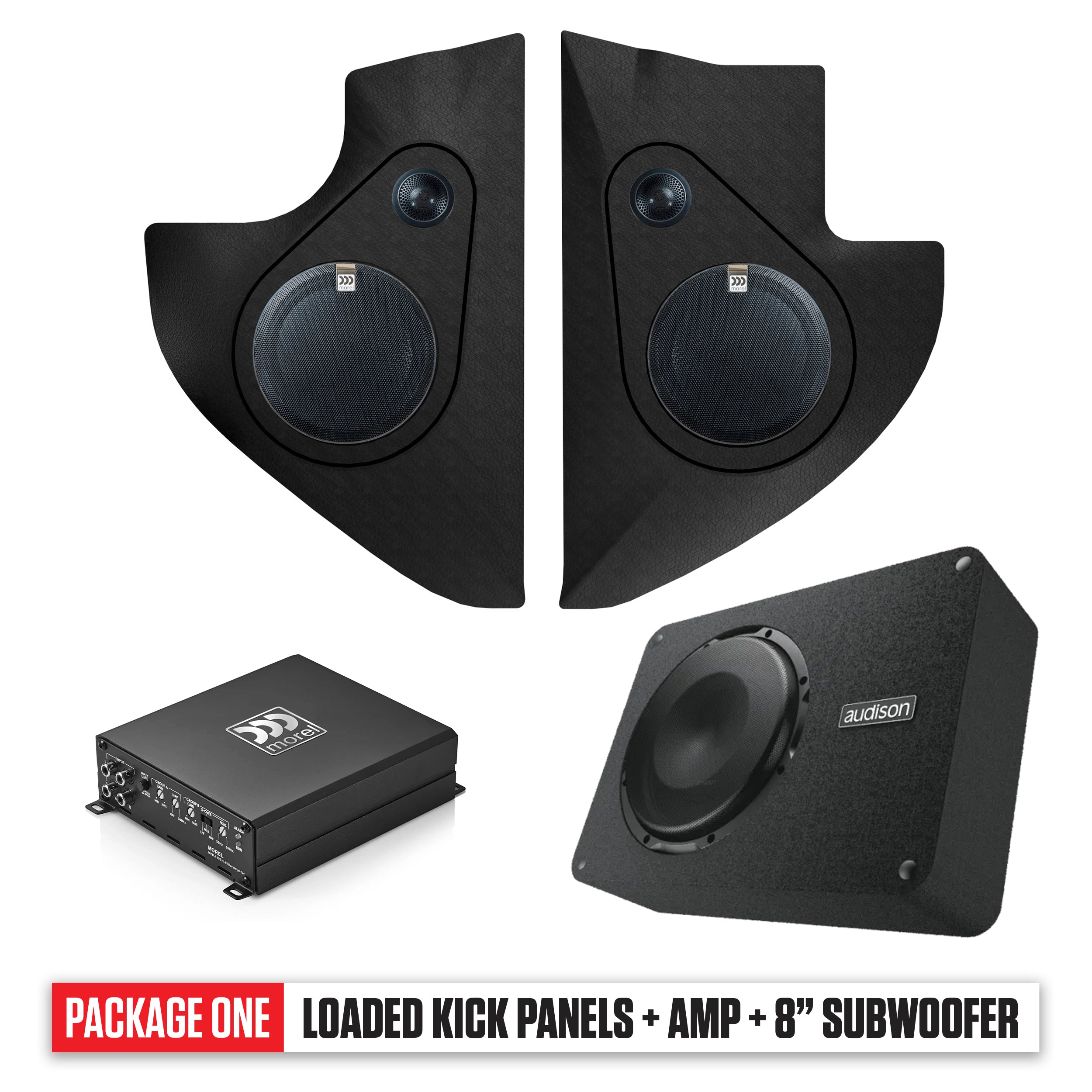 1965-1966 Ford Pickup Kick Panels, Amp & 8" Subwoofer PACKAGE 1