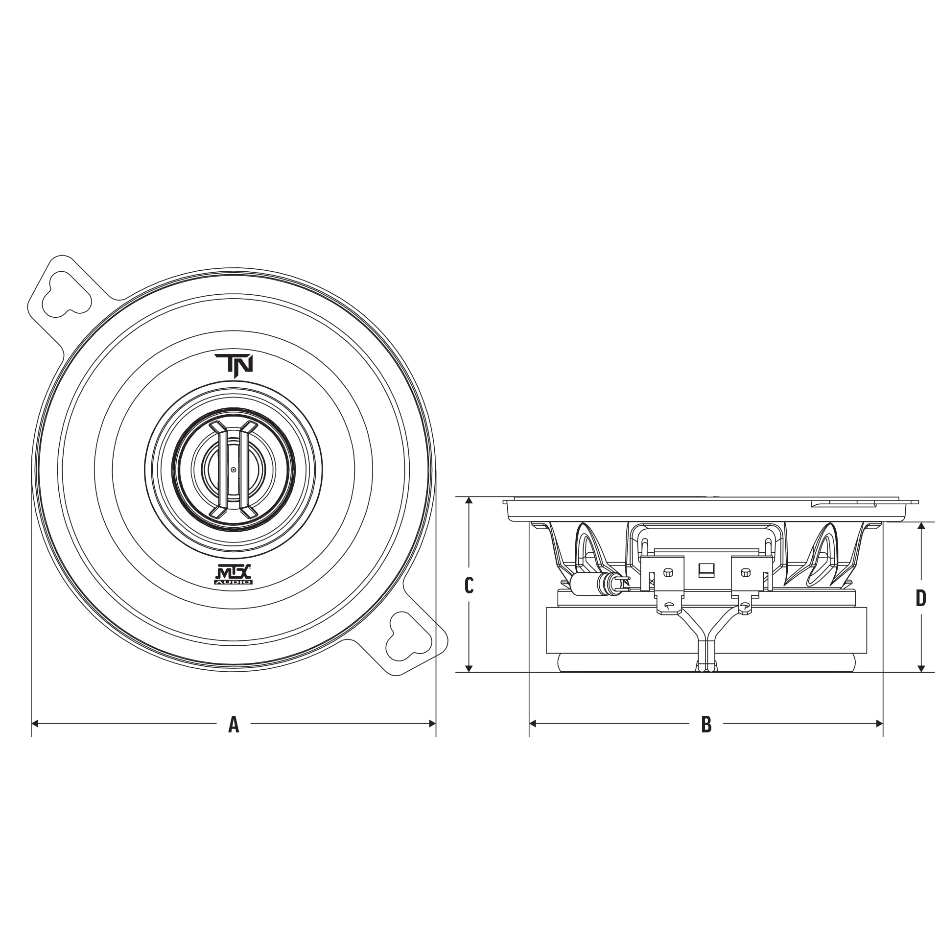MTX TERMINATOR35 | 3.5" 2-Way 20-Watt RMS 4Ω Coaxial Speakers