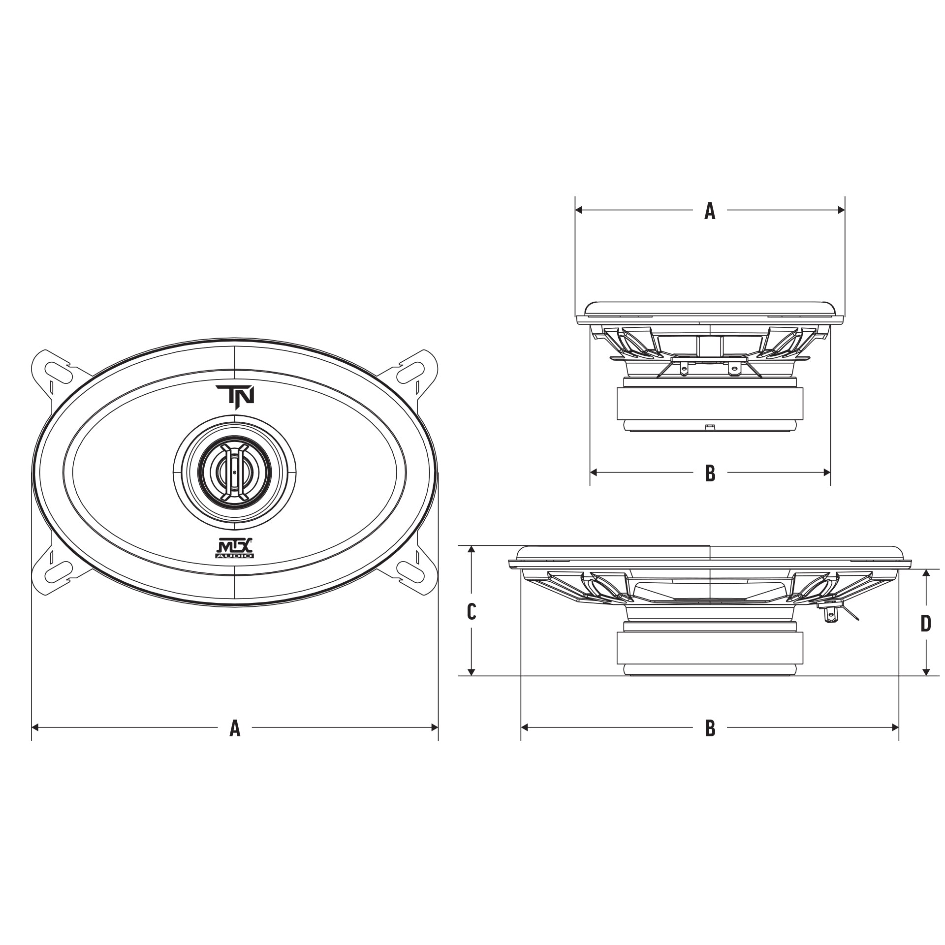 MTX TERMINATOR46 | 4" x 6" 2-Way 40-Watt RMS 4Ω Coaxial Speaker Pair