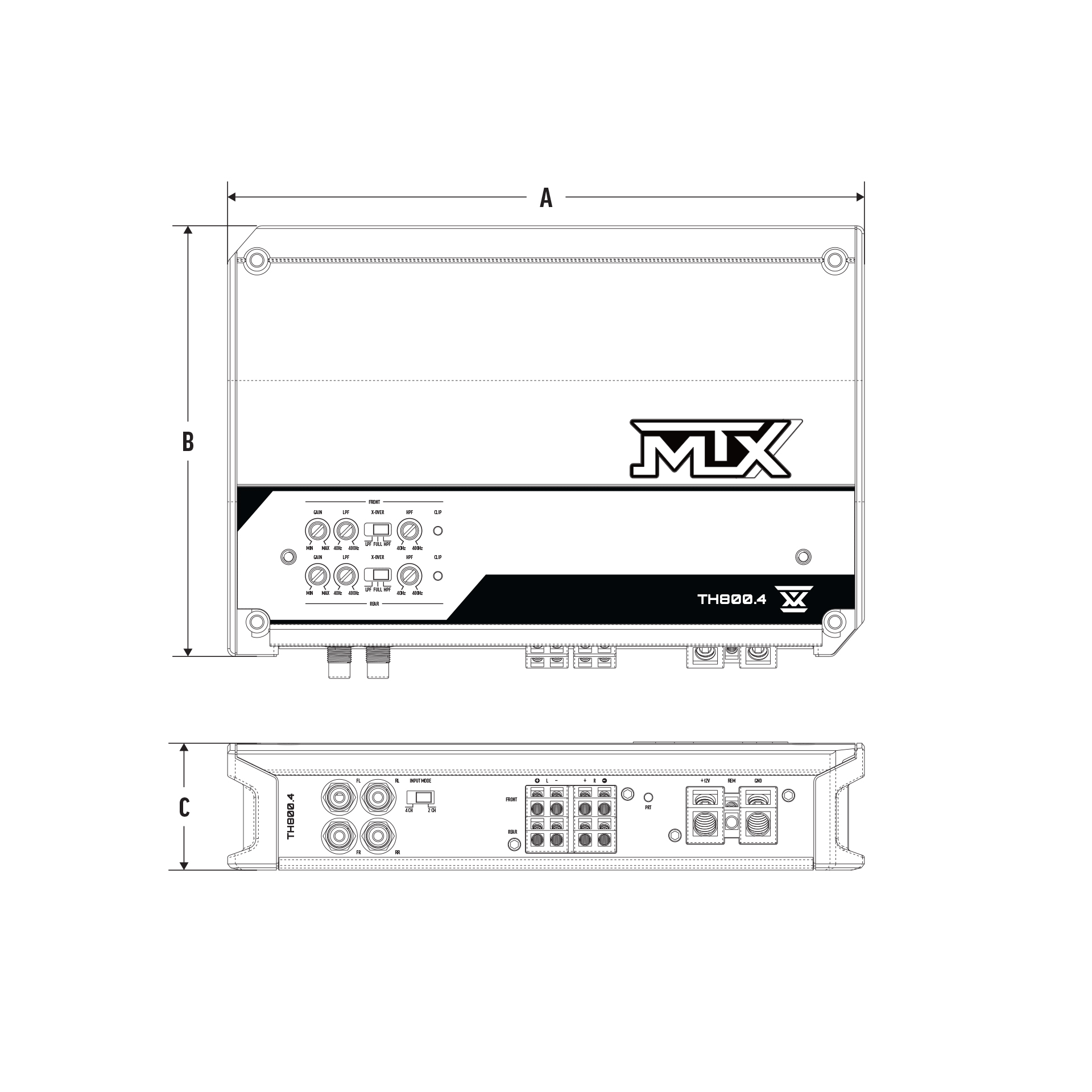 MTX TH800.4 THUNDER 800-Watt RMS Full Range Class D 4-Channel Amplifier
