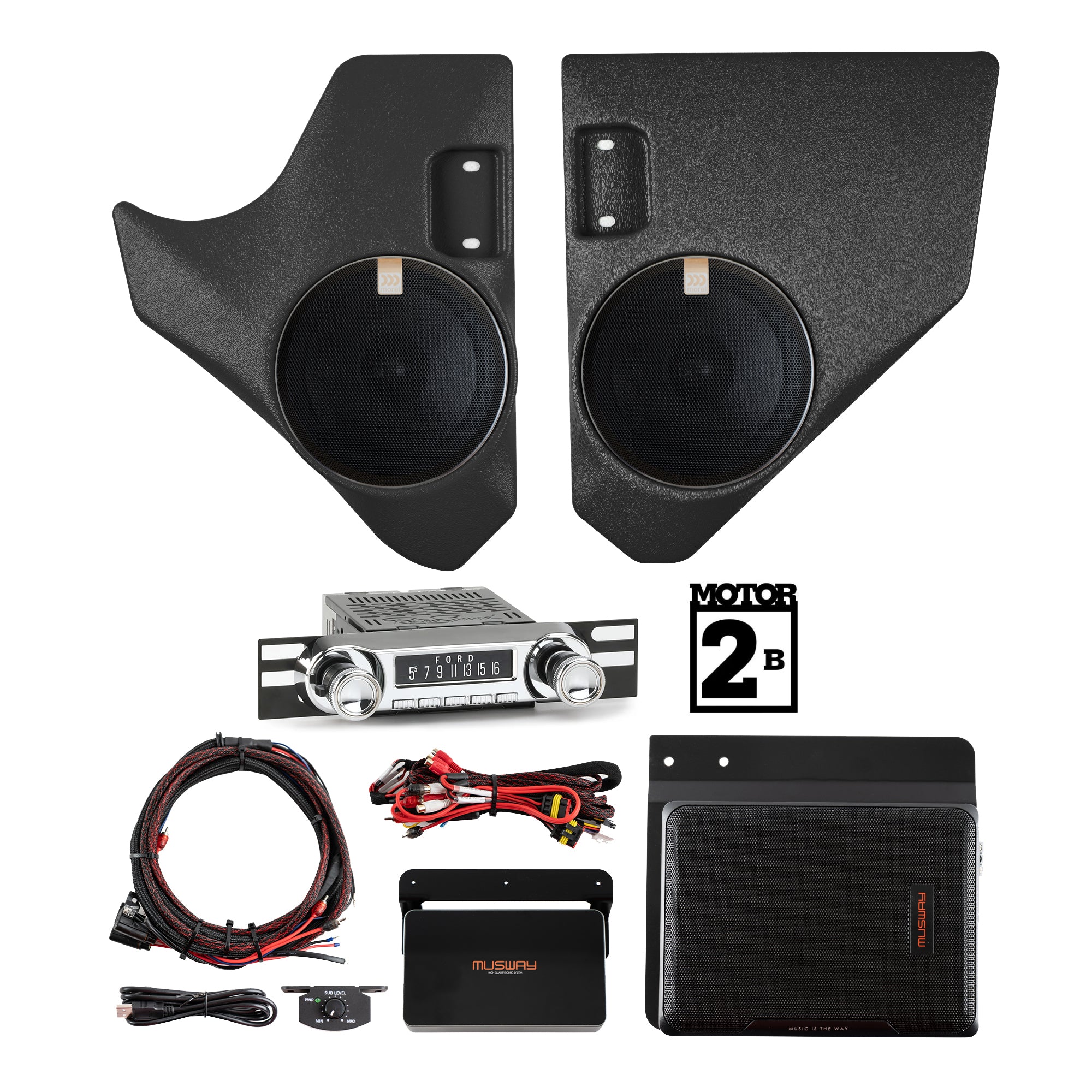 Classic Bronco Complete Audio Kit with RetroSound Motor 2 head unit | (1966-1977 Ford Bronco)