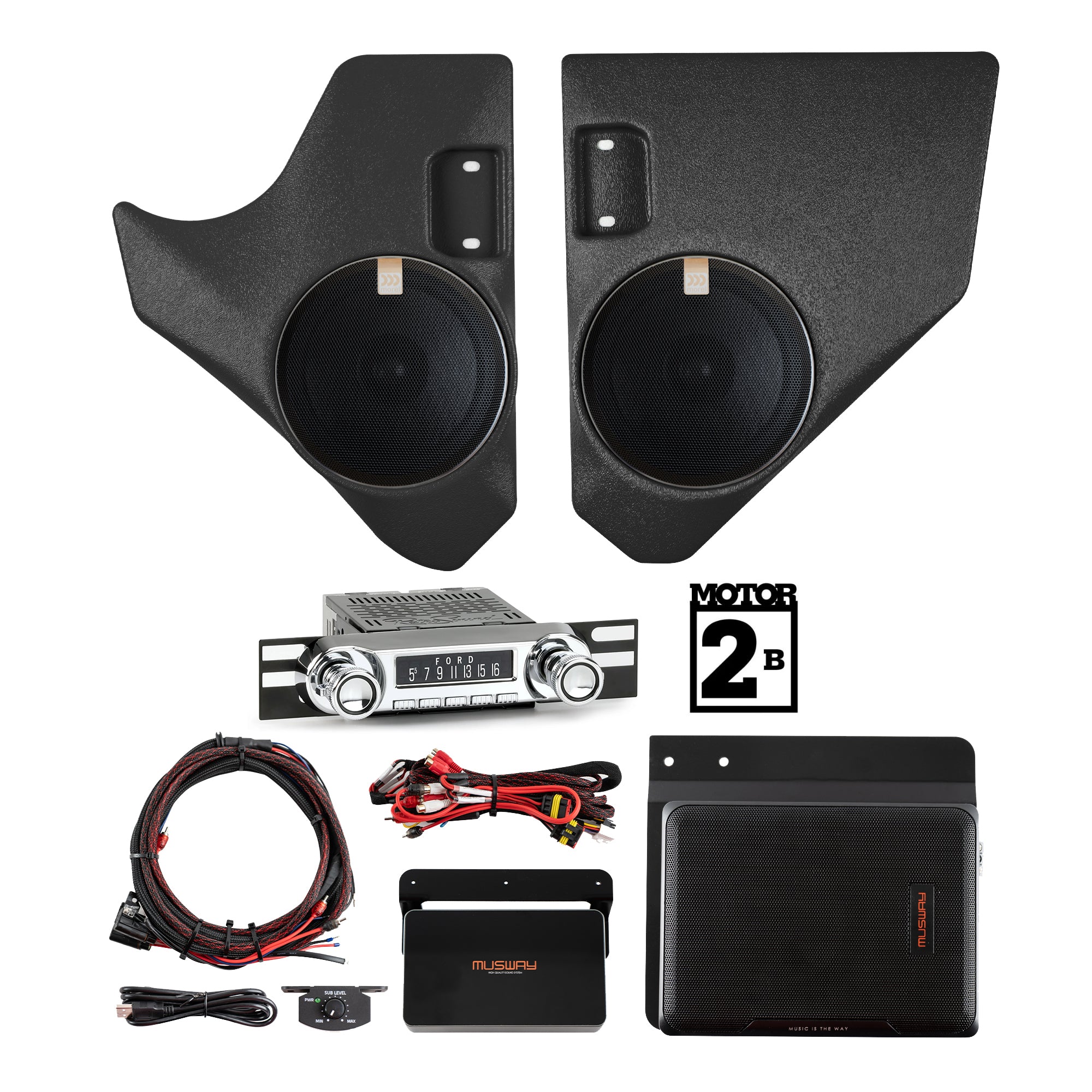 Classic Bronco Complete Audio Kit with RetroSound Motor 2 head unit | (1966-1977 Ford Bronco)