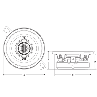 MTX TERMINATOR35 |  3.5" 2-Way 20-Watt RMS 4Ω Coaxial Speakers