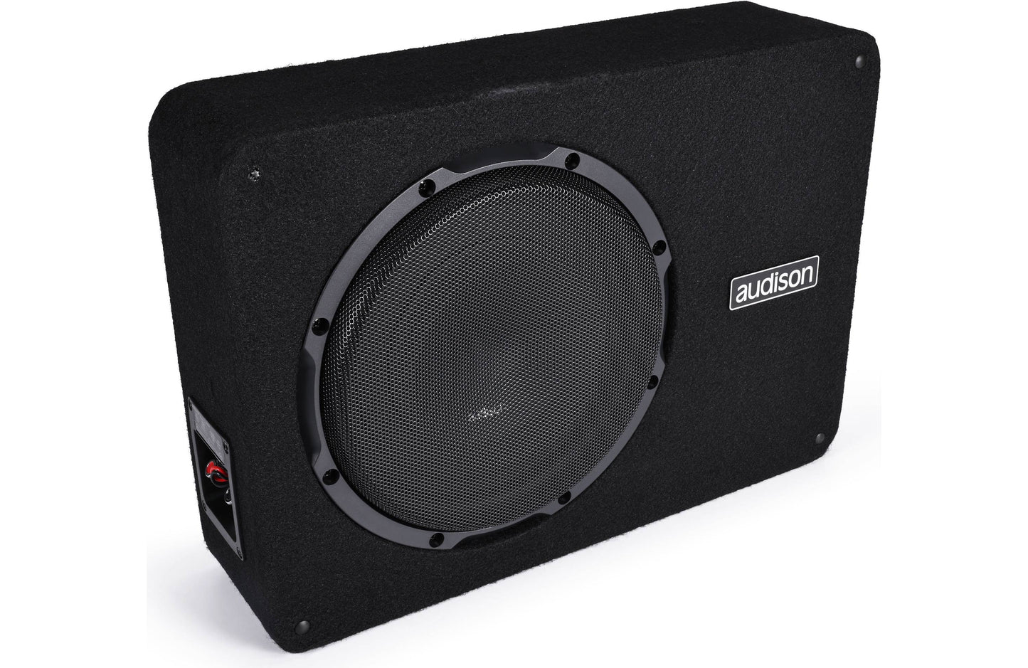 Audison Prima APBX 10 DS | Sealed enclosure with 10" shallow DVC subwoofer — dual 4-ohm voice coils can be wired for 2 or 8 ohms